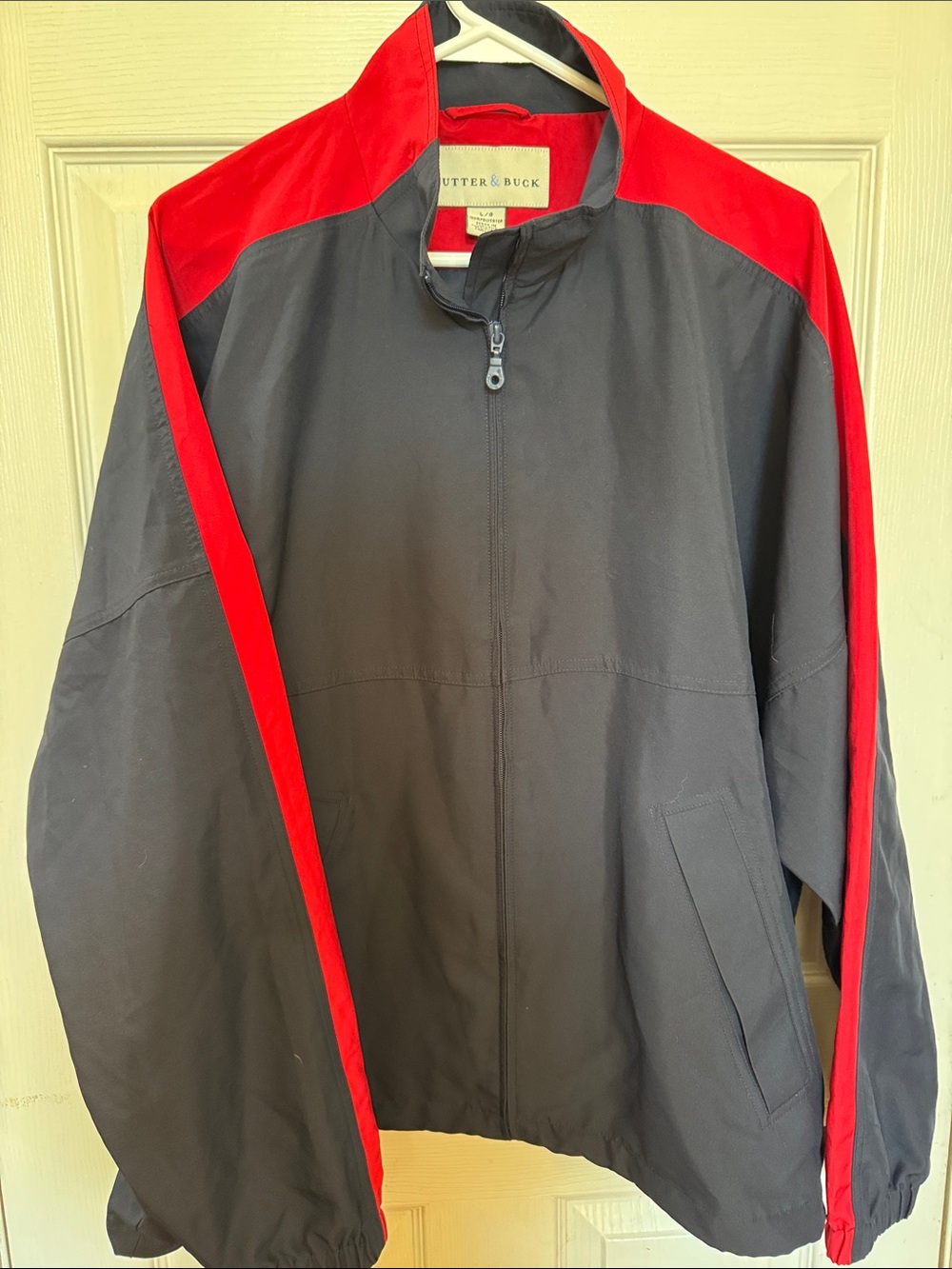 Cutter &Buck Black Jacket with Red Accents Men's Zip Windbreaker